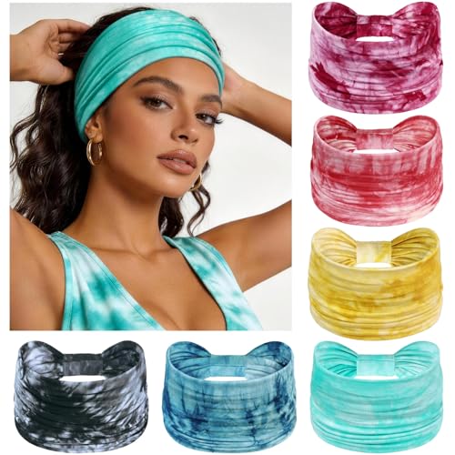 Image of Awumbuk Wide Headbands for Women Knotted No Slip Head Bands Soft Turban Headband Hair Accessories Boho African Solid Color Head Wraps for Women Yoga Workout (Light Purple)