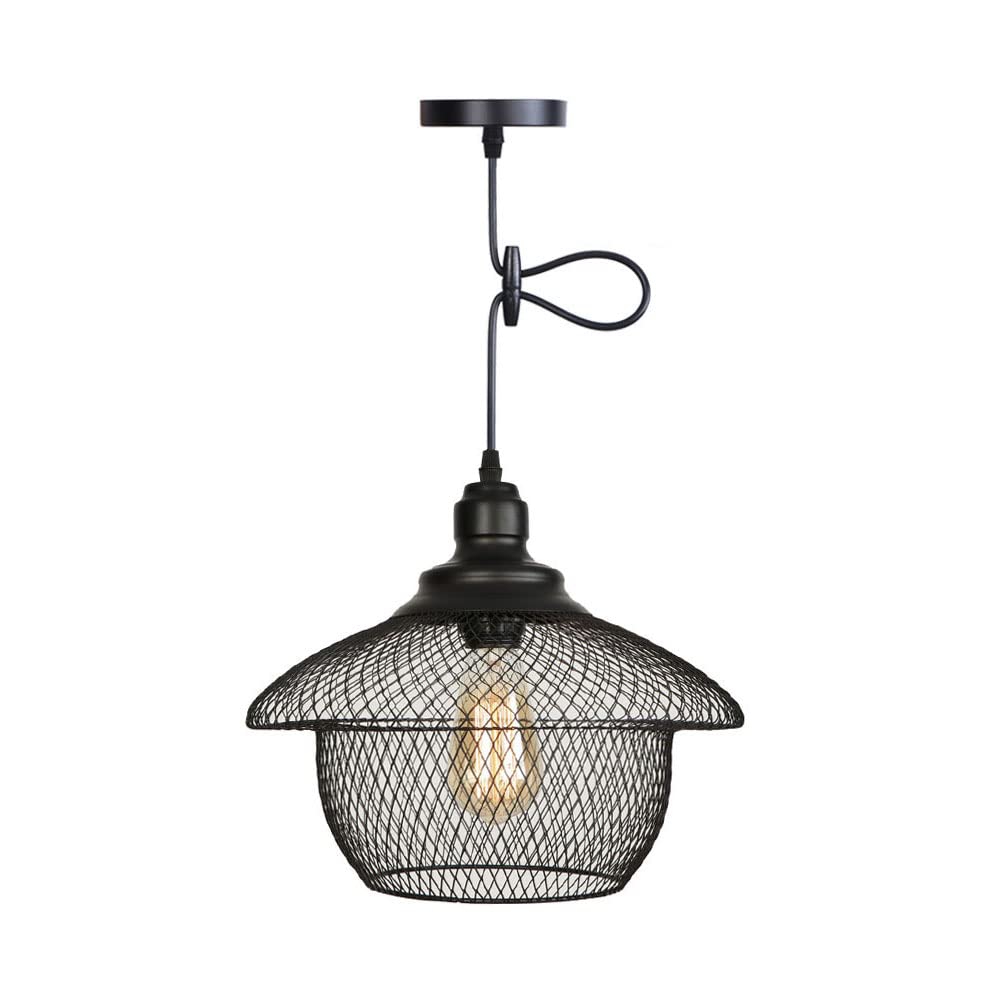 Hardwired Industrial Pendant Light,retro Wrought Iron Mesh Chandelier,for Living Room Bedroom Restaurant Cafe Teahouse Bar Dining Room Club（E27）, D-0206