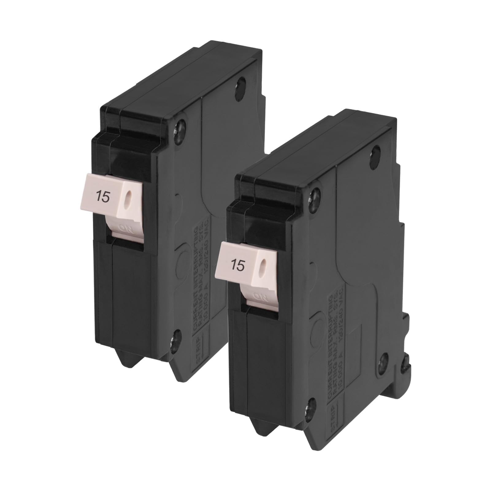 15 Amp 1-Pole Circuit Breaker, Type 3/4-Inch Plug-On Molded Case Circuit Breaker, 120/240V, Thermal Magnetic, 10-Yr Warranty (2Pcs)