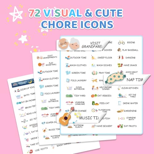 Image of Upgraded 2 in 1 Bedtime /Morning Routine Chart - Magnetic Chore Chart, Cute Visual Schedule Board, Dry Erase Checklist for Kids & Toddlers