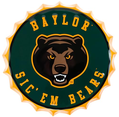 Baylor University Bears 16” 3D Bottle Cap Sign by Hanna’s Handiworks Vintage Metal Wall Art and Room Decor – Perfect for BU Fan Man Cave, Dorm, Kitchen, Bedroom, Living Room, College Apartment -  Hanna's Handiworks, LLC, 82875