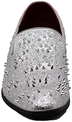 Image of Enzo Romeo Men Fashion Rhinestones Studs Tuxedo Slip On Loafer Dress Shoes WBG