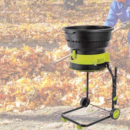 Trituradora de Hojas eléctrica de 2500 W para jardín con Ruedas, rastrillo para Hojas, Bolsa de Almacenamiento, trituradoras de 8000 RPM con Embudo de 54 cm de diámetro para Limpieza de Jardines