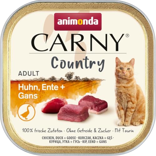 animonda Carny Country Katzenfutter nass Home Mix (6 x 100g), getreidefreies Katzen Nassfutter ohne Zucker, mit frischen fleischigen Zutaten