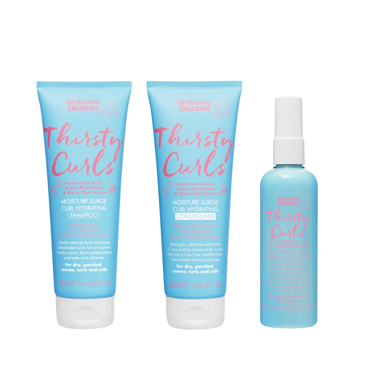 Thirsty Curls Curl Kit - Hydrating Shampoo & Conditioner, Overnight Treatment Mask & Curl Styling Lotion - for Dry & Dehydrated Curls