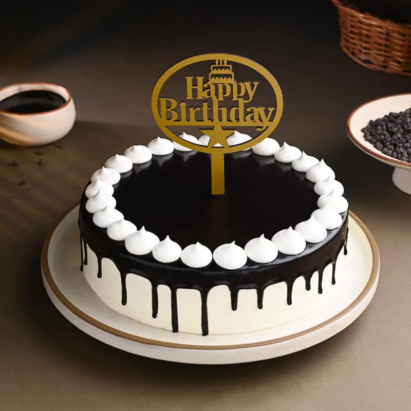 Bakingo Delicious Silky Smooth Fresh Chocolate Truffle Drip Eggless Cake With Happy Birthday Topper Birthday Cake For Girlfriend, Boyfriend, Parents, Colleagues & Friends (Same Day Delivery) (0.5Kg)-image-44