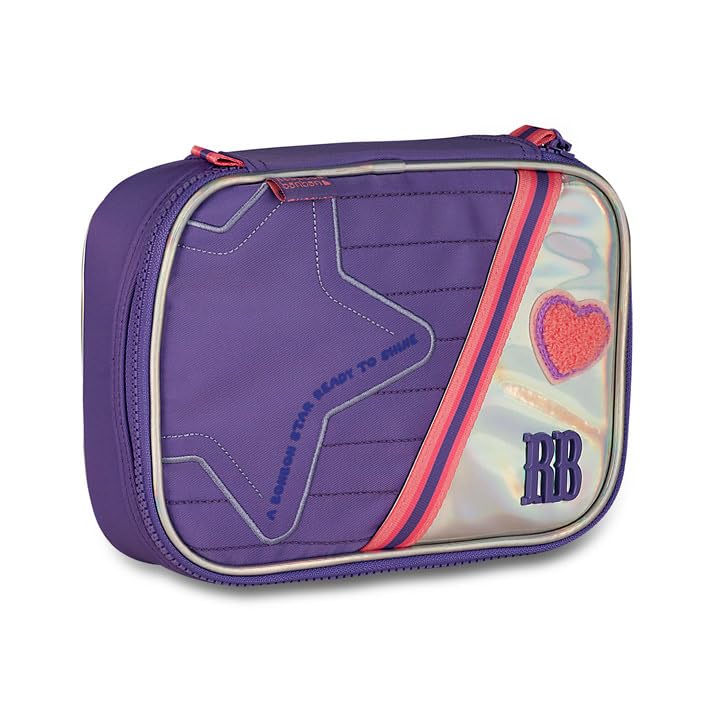 Estojo Holografico RB BOX Grande Quadrado Organizador Feminino Menina (Roxo)