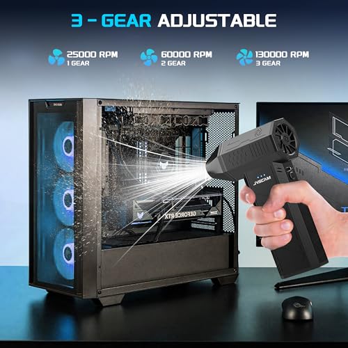Compressed Air Duster - Electric Air Duster with Brushless Motor - 3 Gear Adjustable Cordless Air Blower - Rechargeable Air Duster for PC, Keyboard, Car, Outdoors, Home (X3) - Image 4