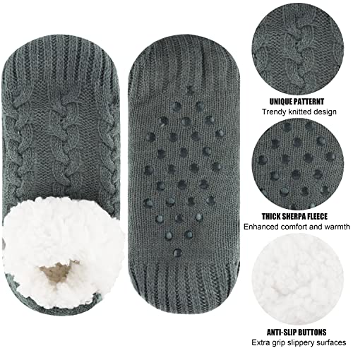 Belloxis Knuffelsokken wintersokken voor heren, warme, pluizige, dikke huissokken, huissokken met noppen, cadeau voor mannen voor Kerstmis 38-44, F-493A1 Grijs, 38/44 EU - Afbeelding 3