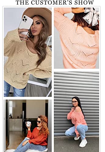 Dokotoo Womens Juniors Crewneck Fall Sweaters For Women Long Sleeve Solid Hollow Out Fashion Casual Loose Plain Chunky Knit Pullover Sweaters For Women Jumper Outerwear Khaki Medium #TOP4