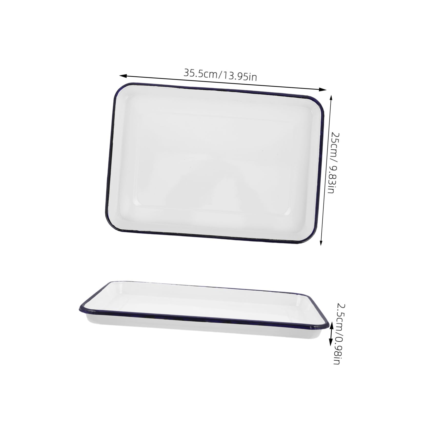 Cabilock Vintage Enamel Baking Pan Rectangle Shape Style for Bread Chicken Pie Dinner