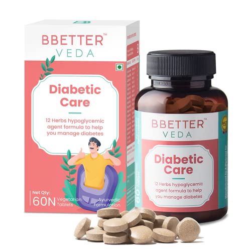 BBETTER VEDA Diabetic Care – 12 Herb Formula With Karela Amla Gurmur Saptaranga and More To Manage Diabetes and Blood Glucose Level 60 Veg Capsules – Made in India