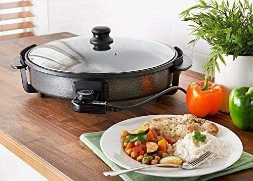 TRENDI Large 40CM Multi Function Electric Cooker 1500W Large Non Stick Pizza PAELLAS STEWS