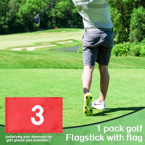 Golf Flags for Putting Green, 6 Ft Golf Flagstick, Double-Sided Digital Golf Flag for Yard, Golf Pin Flagsticks Hole Set with 5-Section Pole and Ball Retriever, 1 Pack (Number 3) - Thumbnail 5