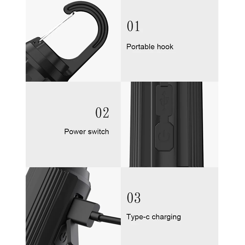 Kyrotech Şarjlı Kamp Lambası, 3 Modlu, Flash Özellikli, Type-c Şarj Kablolu, Kamp, avcılık, Balıkçılık, Garaj, Güverte, Doğa Yürüyüşü, Arama Kurtarma, Doğal Afet, Deprem, Acil Durum Lambası