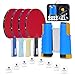 MOOTHLION Ping Pong Paddle Set, Portable Table Tennis Paddles, with Retractable Net, 4 Table Tennis Rackets, 8 Balls, Indoor and Outdoor Play Accessories Kit, Compact Storage Case