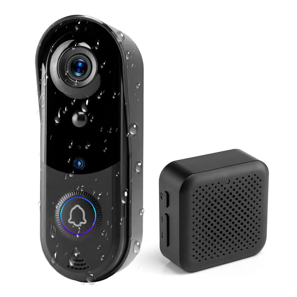 TKSTAR Smart HD 1080p kamera do drzwi wejściowych 2,4 GHz, bezprzewodowa, za pomocą aplikacji, Wi-Fi, 2-drożna komunikacja, wykrywanie ruchu, monitoring, karta pamięci, widoczność w nocy