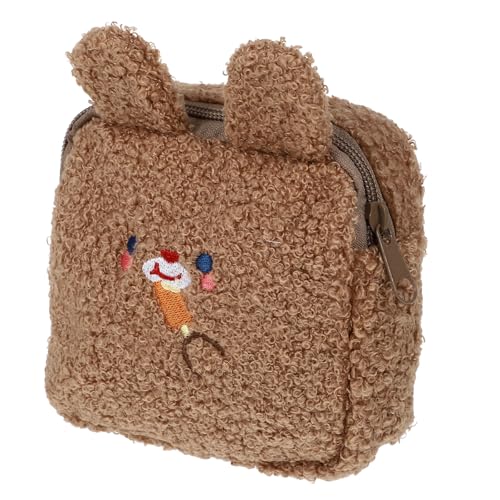 Veemoon Bolsa de Felpa para Compresas Menstruales Bordado de Conejo Tamaño Pequeño Color Marrón Oso Porta Cosméticos y Porta Toallas Sanitarias Adecuado para Uso Diario y Viaje