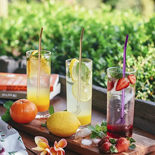 7 Pcs Drinking Straw Spoon Stainless Steel Reusable Straw Spoon with 1 Cleaning Brush (Regular), Multicolor - Image 4