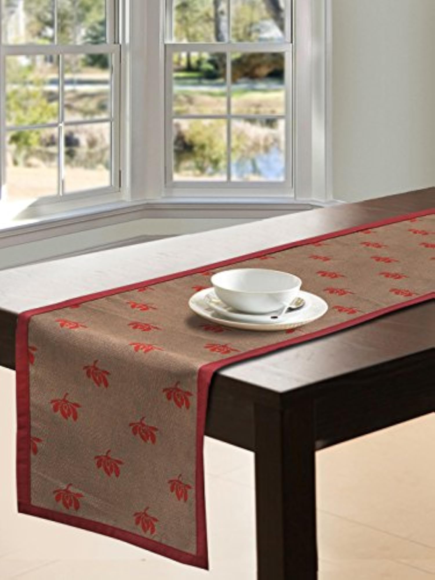 Floral Red & Brown Premium Table Runner