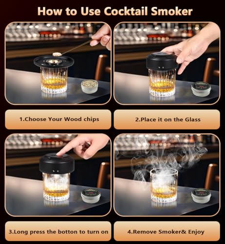 Kit de ahumador eléctrico de whisky recargable USB-C y luces LED 8