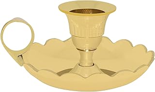 Vintage Brass Candle Holder with Handle, Traditional Design Antique-Styl...