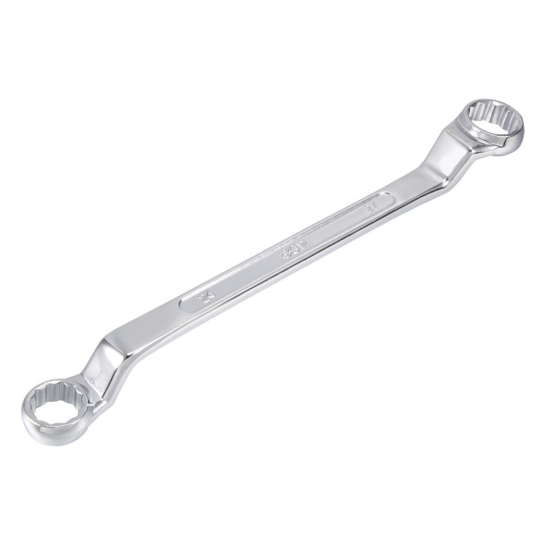 sourcing map 24mm x 27mm Metric 12 Point Offset Double Box End Wrench Chrome Plated, Cr-V Steel
