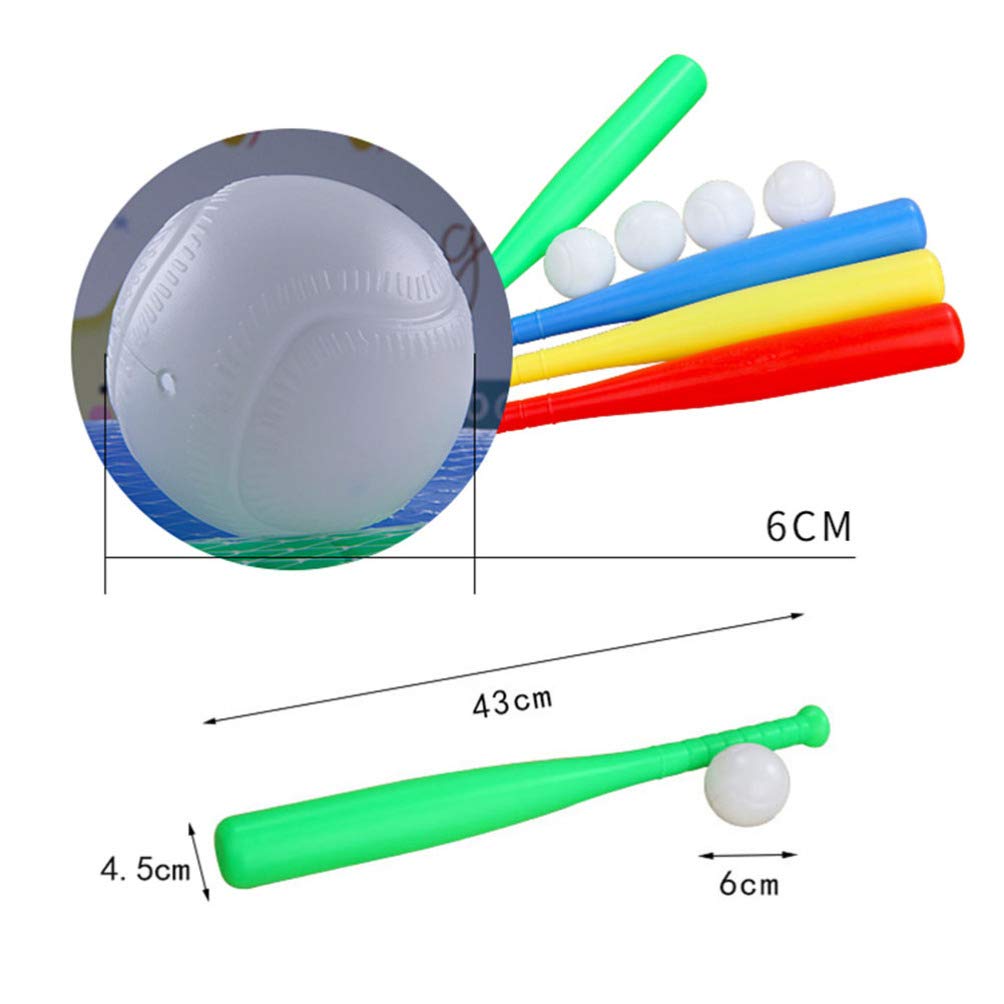 Toyvian Baseball 1 Set 3pc Kids Baseball Bat and Ball Set Plastic Baseball Bat Outdoor Toy for Toddlers Boys Girls (Random Color) Plastic Baseball Bat