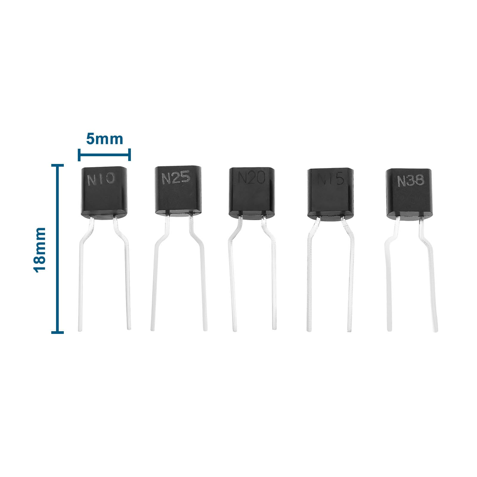 VGOL 10PCS ICP Semiconductor Fuse N-10 N-15 N-20 N-25 N-38 TO92 for Circuits up to 50V for Consumer Electronics Industrial Automation (2pcs of Each Specification) - Image 4