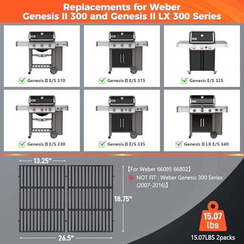 Grilles de cuisson en fonte durable pour Weber Genesis II 310