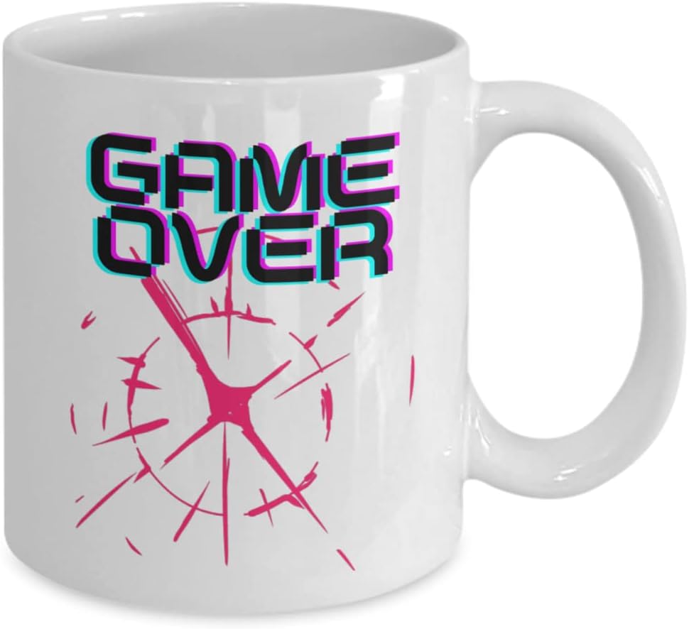 Gamer Mug for Coffee Tea Gift for Video Online Gaming Students Young Adults Professional Gamers Game Over Red Bullseye image 2