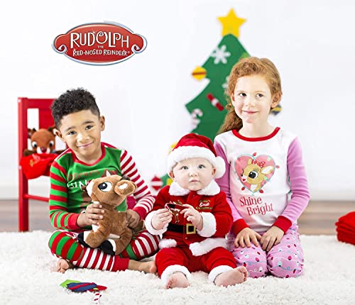 Image of Plush 12 inch Activity Toy with Teethers, Crinkle and Travel Hook, My First Rudolph Embroidery, Brown Reindeer, Christmas