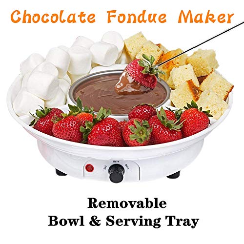 Chocolate Fondue Maker - 110V Electric Chocolate Melting Fondue Pot Set With 4 Steel Forks, Stainless Steel Bowl, Serving Tray, Upgraded Heating Material For Melting #TOP1
