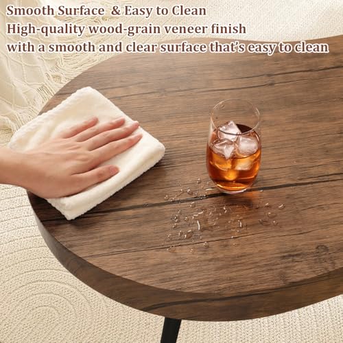 Image of Small Living Room Coffee Tables Modern Classic Cloud-Shape Coffee Table Wooden Low Center Table for Bedroom Apartment Reception Room Easy Assembly Sturdy Light Brown