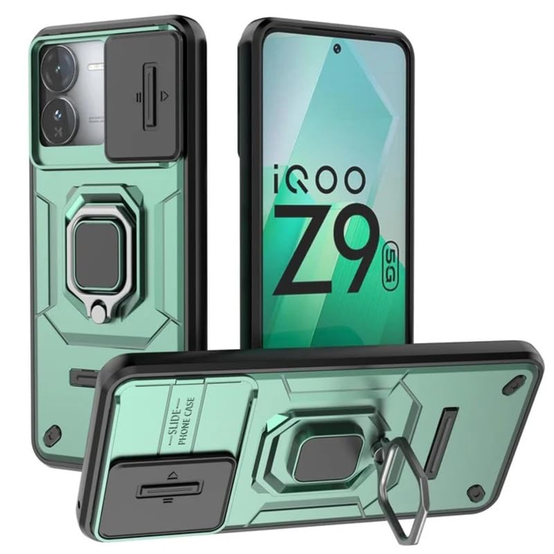 Casodon Heavy Duty Armor Back Case Cover for iQoo Z9 5G - Magnetic Kickstand Ring with Camera Shutter Protection, Rugged Bumper Hard Back Cover for iQoo Z9 5G (PC & TPU|Green) (B0D8F4XCCQ) Amazon Price History, Amazon Price Tracker