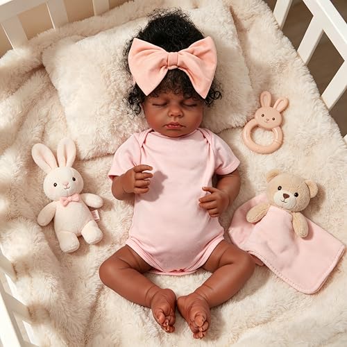 Muñeca Reborn Negra Dormida 18 Pulgadas Realista