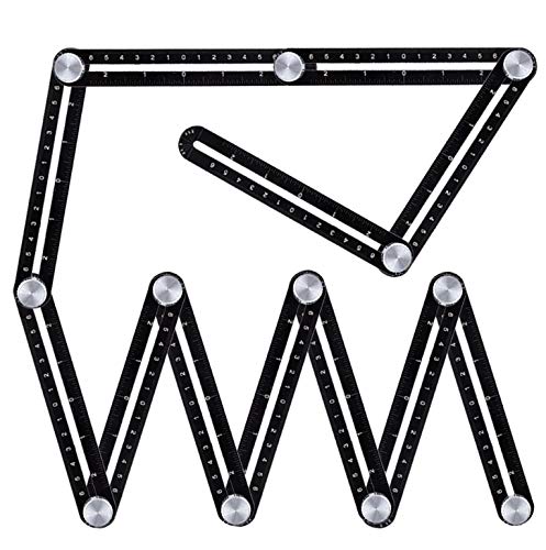 JTRHD Measuring Layout Tool Folding Ruler Aluminum Alloy Tile Hole Locator Universal Hole Opener Multifunctional Folding Ruler for Carpenter Engineer Craftsmen (Color : Black, Size : One size)