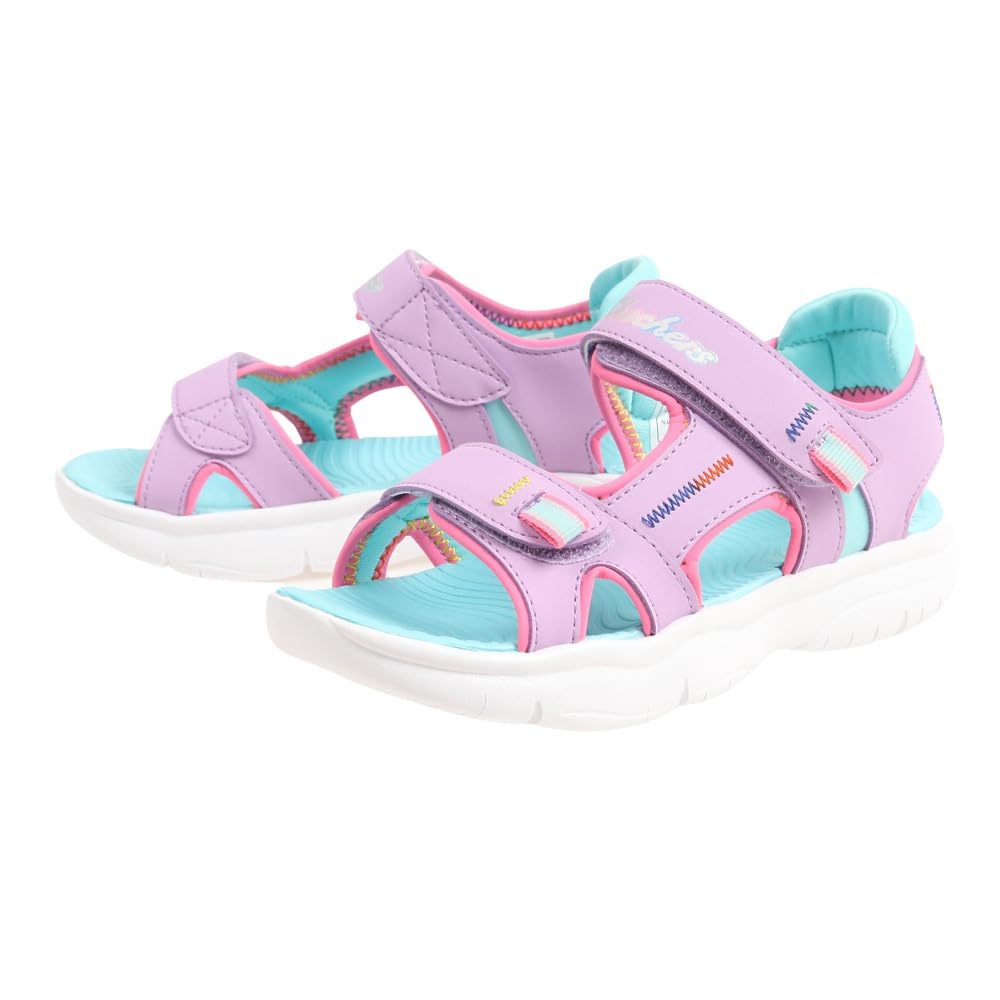 Skechers Flex Splash-Vibrant Mood Double Strap Sandals for Girls - Contoured Cushioned Footbed Cushioned Comfort Midsole Synthetic Upper Comfort Sandals (B0992X47JT) Amazon Price History, Amazon Price Tracker