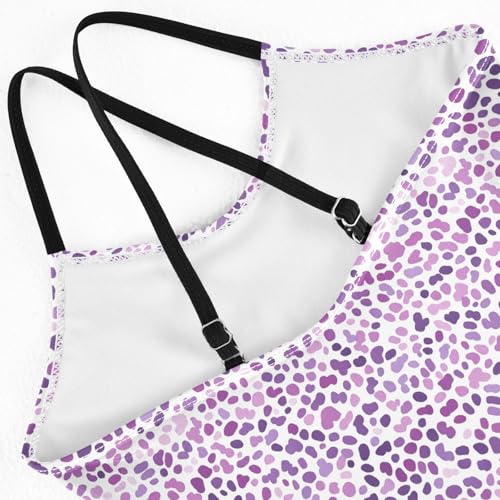 senya Girls Swimsuits One-Piece Swimwear Tie Bathing Suit Beach Summer Round Neck 5-6T Purple Leopard Pattern4
