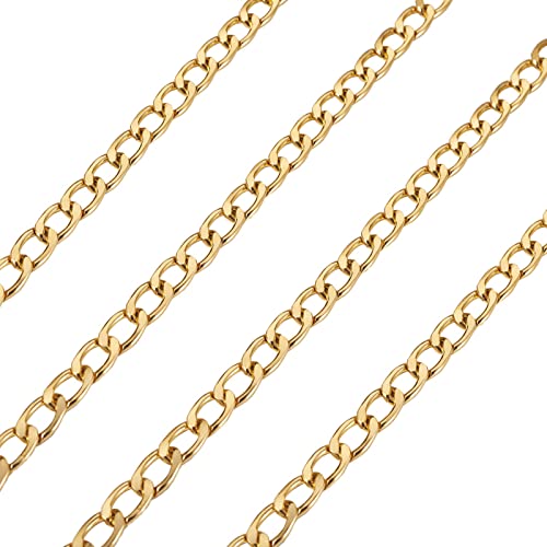 Spritewelry Catena cubana in acciaio inox da 16,4 piedi larghezza 8 mm catena a maglie barbazzali dorate rotolo cavo collegamento collana roolo per braccialetti gioielli catena fabbricazione