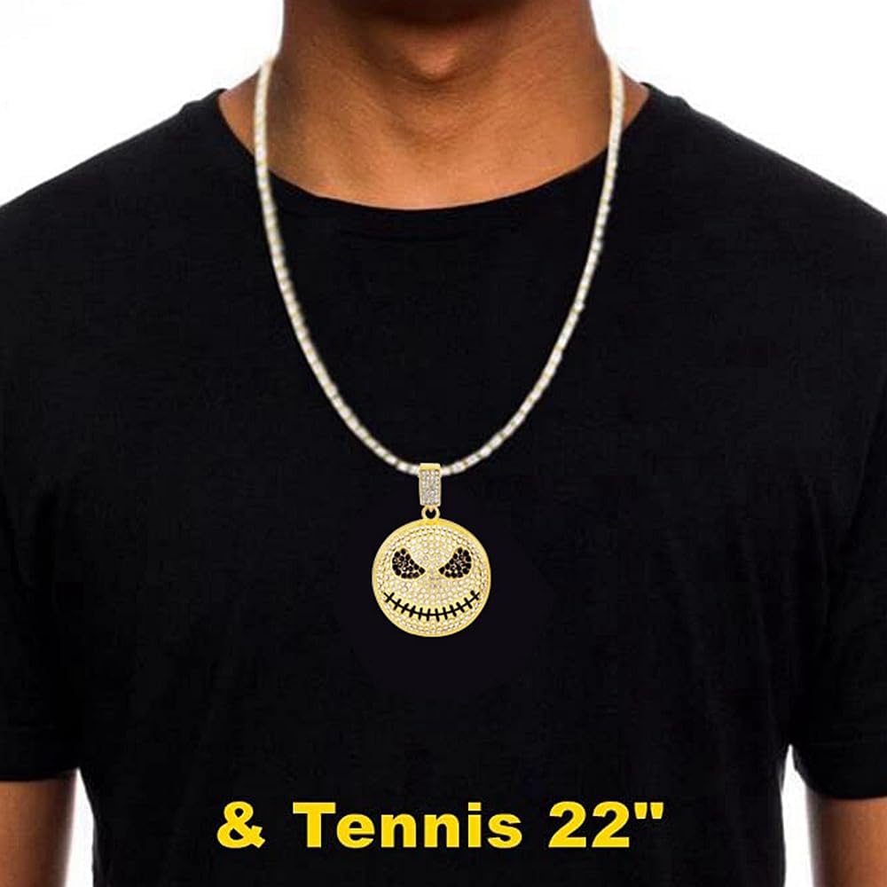 HH BLING EMPIRE 14k Gold Silver Plated Hip Ho Rapper Pendant Chain Necklace for Men, Iced Out Diamond King Pendant with Rope Tennis Chains 22 Inch - Image 5