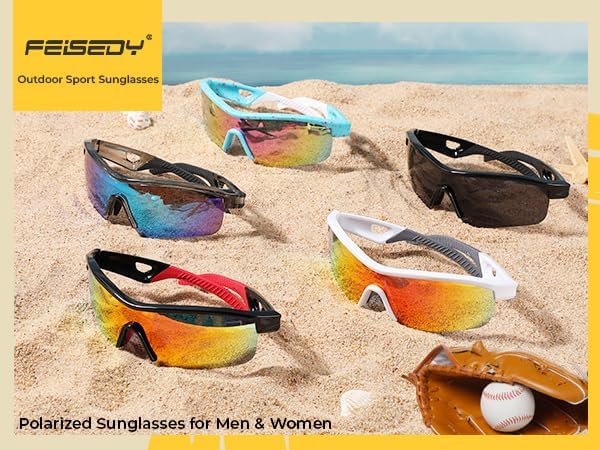 Miniatura 7 de FEISEDY Gafas de sol para hombre, gafas de sol polarizadas para ciclismo, UV400, deportes, béisbol, correr, pesca, senderismo, sombras B2372