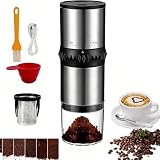 Portable Coffee Grinder,USB Rechargeable Coffee Maker,Electric Stainless Steel Burr Burr Coffee Grinders, Espresso Battery Coffee Bean Grinder Machine with 15 gind Settings for Home Use(Black9109)
