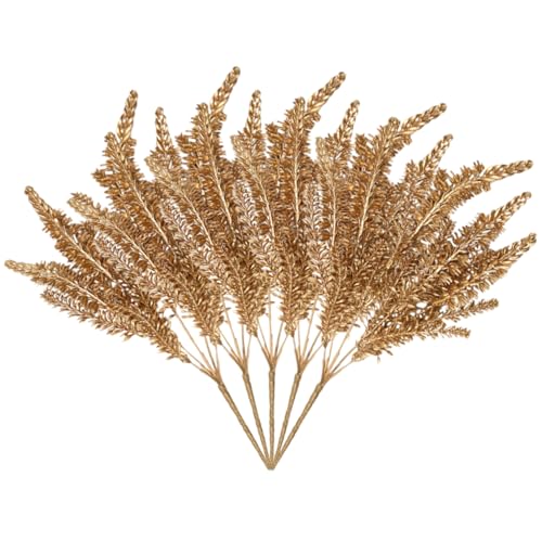 PAMINGONO Ramo de Flores Artificiales de Espigas de Trigo Doradas 5 Piezas para Decoración de Bodas Hogar y Eventos Tallos Realistas para Arreglos y Decoración Elegante