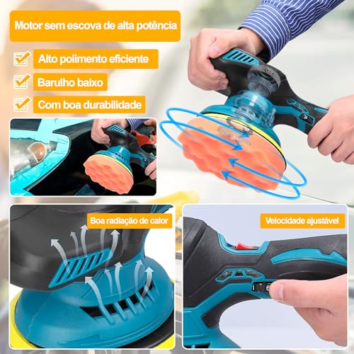 Lixadeira Portátil 300W Politriz Elétrica Recarregável com bateria extra