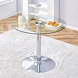 table ronde verre et bois salle à manger ✅ 【Table ronde transparente】Plateau en verre circulaire de 85 cm qui laisse passer la lumière, agrandit visuellement l’espace et met en valeur les objets posés dessus.