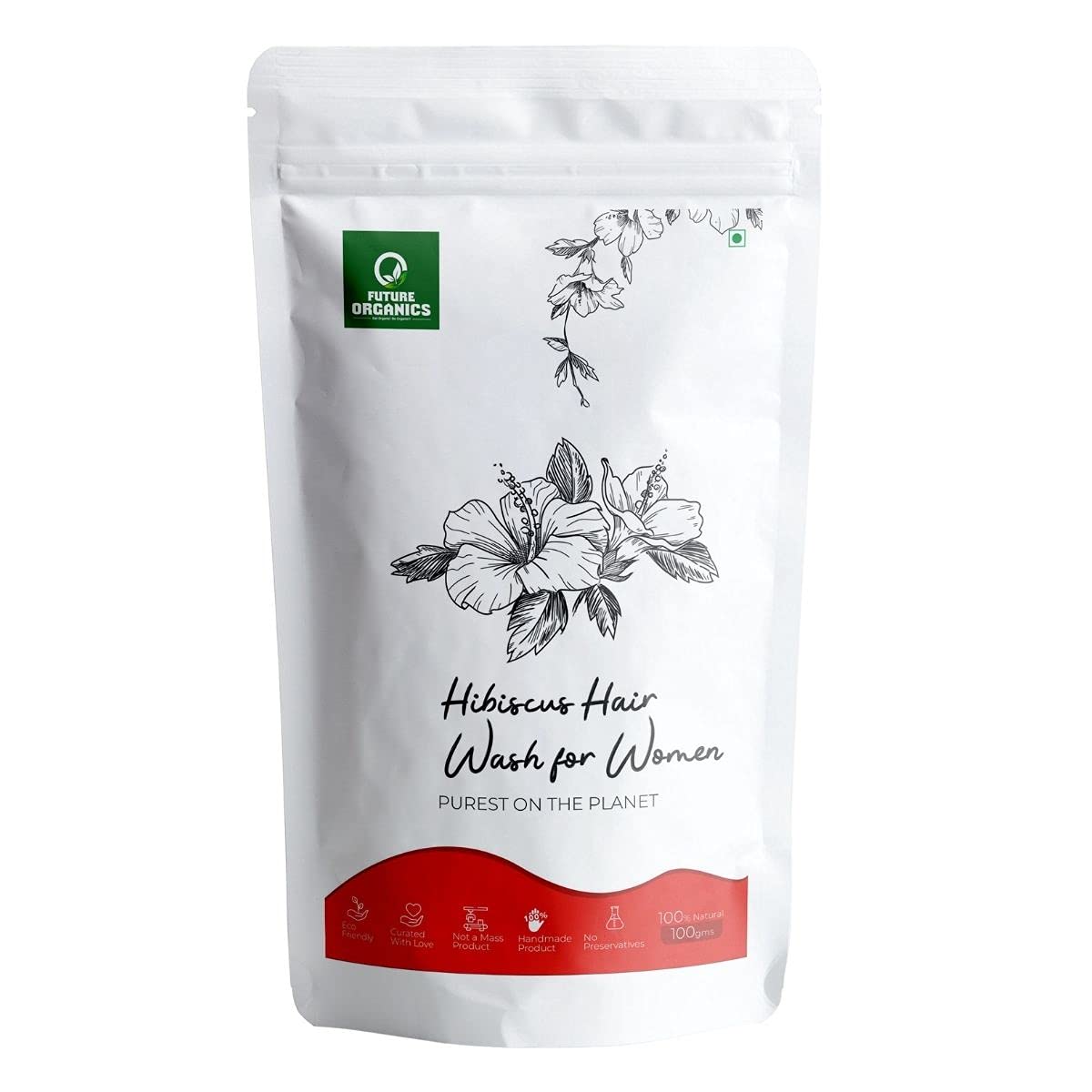 Future Organics Hibiscus Hair Wash Powder for Women - 100 Grams - Herbal Hair Care for Hair Growth, Prevents hair fall