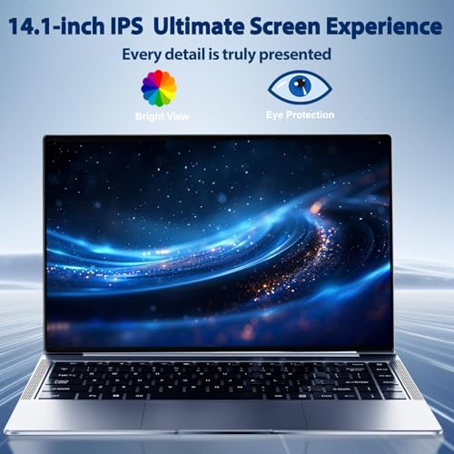Image of 14 Inch Laptop Computer, 16GB DDR4 RAM, 512GB SSD Compatible with Windows 11 Laptop, Quad Core Processor(up to 2.8GHz), FHD 1920 x 1080 Display, Webcam, Wi-Fi, BT5.2, HDMI, USB, Silver