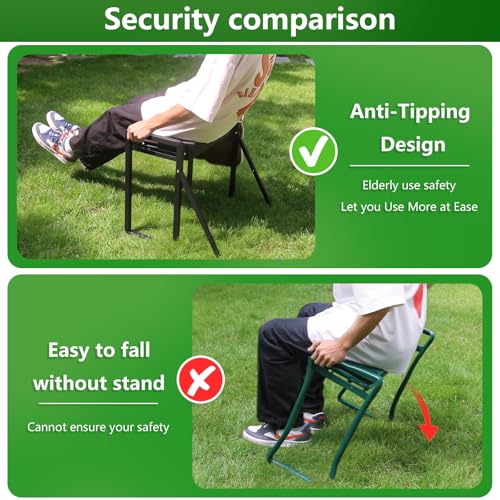 Onadak Foldable Garden Kneeler Seat Heavy Duty with Support Bracket [Upgraded Widened Thick 10\'\' Kneeling Pad] Garden Stool with Large Garden Tool Bags with Pockets -Gardening Gifts for Parents - Thumbnail 3