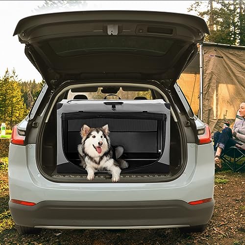 Petsfit Hundebox faltbar, Hundebox für zuhause Verstellbarer Stoffbezug mit Spiraleisenrohr, Hundetransportbox Auto Stoff für große mittlere kleine Hunde,Leicht zu Verstauen